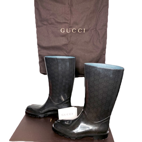 black gucci rain boots